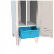 Tiroir avec serrure pour casier vestiaire, acier gris clair, robuste et sécurisé