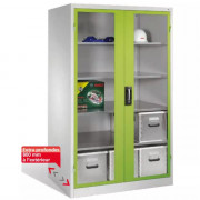 Armoire d'atelier à portes battantes XXL vitrées