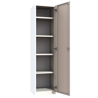 Armoire bureau monobloc Armet France, acier 8/10, portes battantes blanches RAL 9038