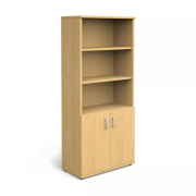 Armoire de bureau en mélaminé à portes battantes et étagères