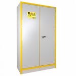 Armoire de Sécurité Antifeu à 2 Portes Battantes – Corps Gris, Contours Jaunes