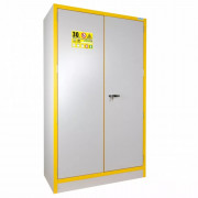 Armoire de Sécurité Antifeu à 2 Portes Battantes – Corps Gris, Contours Jaunes