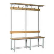 Banc vestiaire combiné acier/bois simple avec porte-sacs