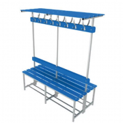 Banc vestiaire combiné acier/phénolique double avec porte-sacs