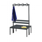Banc vestiaire double pratique et solide avec grille porte-chaussures