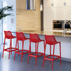 Chaise Haute Intérieur & Extérieur - Rouge - Polypro -  ARO-H/ROUGE CARAY