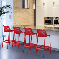 Chaise Haute Intérieur & Extérieur - Rouge - Polypro -  ARO-H/ROUGE CARAY