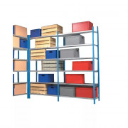Rayonnage industriel polyvalent 5 bi-tablettes finition sendzimir
