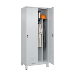 Vestiaire Classic pour industrie salissante avec cloisons intermédiaires et pieds