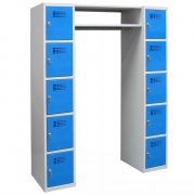 Vestiaire métallique multicases avec penderie 2 colonnes de 5 cases