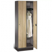 Vestiaire séchant en bois avec système d'aération et pieds